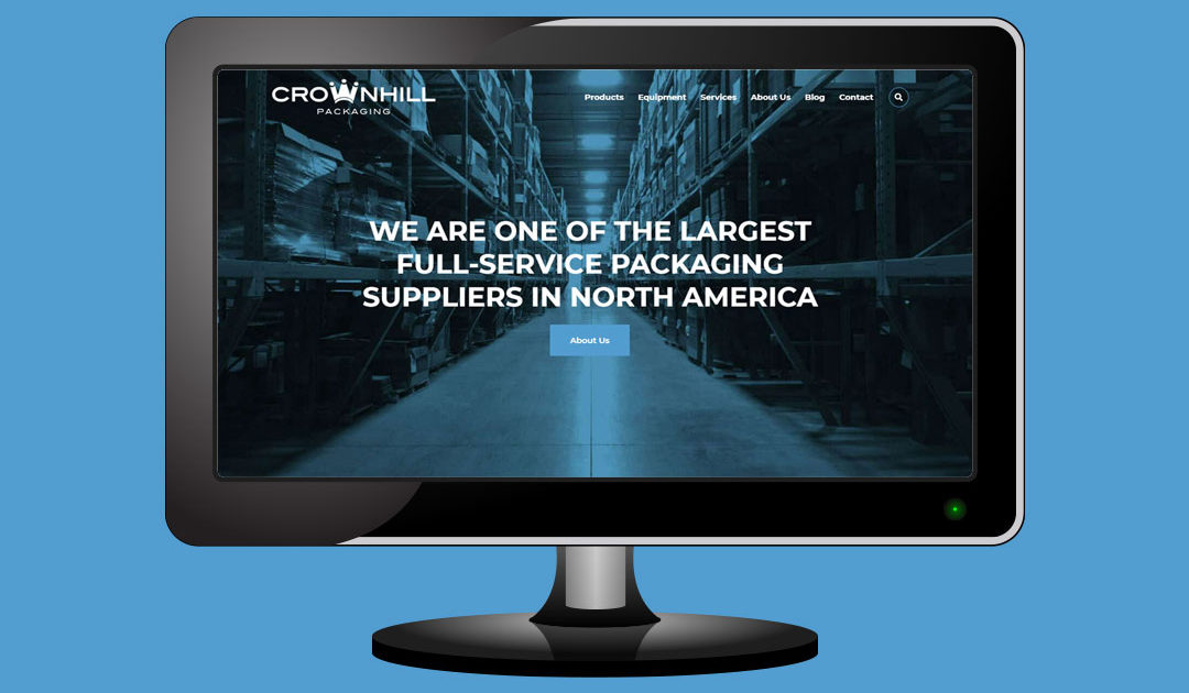 An image of a computer monitor featuring the new website of Crownhill Packaging...