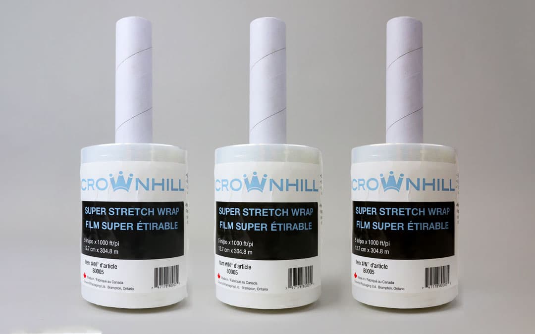 An image of three of Crownhill's super stretch wrap product.