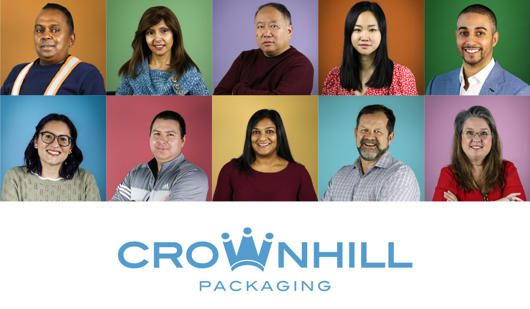 An image featuring 10 Crownhill Packaging team members, celebrating the diverse nature of Crownhill's workplace.