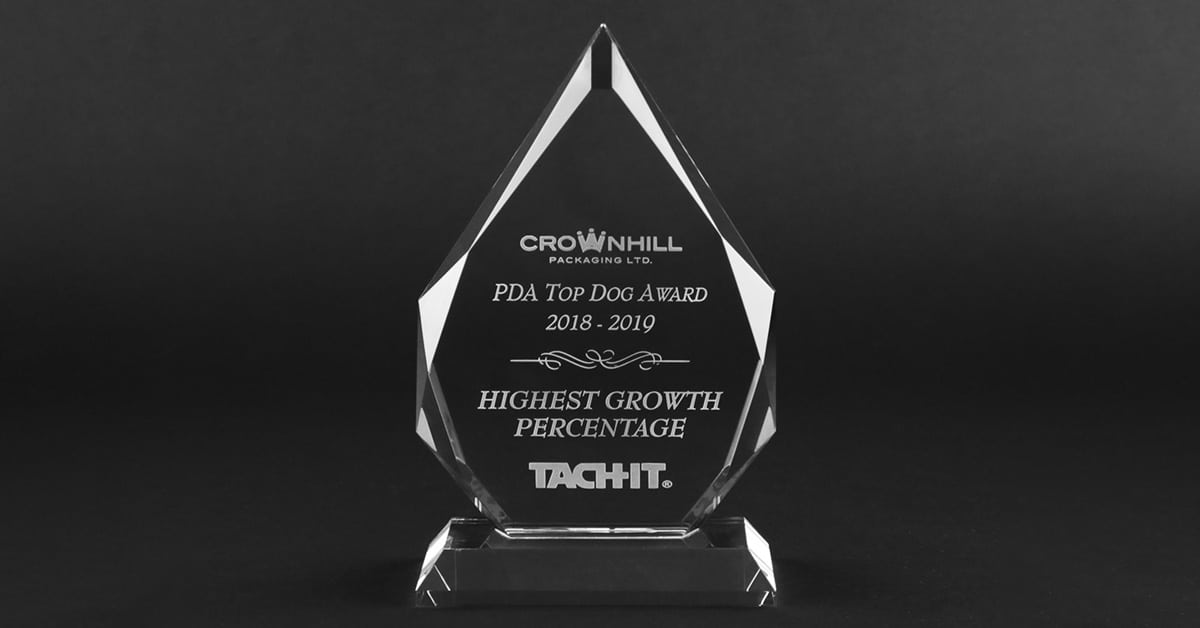  Crownhill Packaging Awarded Tach-It® Top Dog Award - Highest Growth Percentage