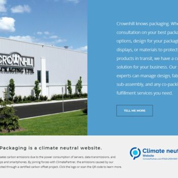 Crownhill's homepage now features information on its climate neutral status.
