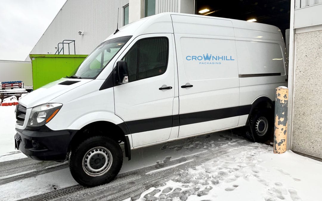 An image of the white van used to collect the food donations.