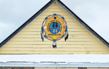 An image of the Saugeen First Nation's Administration Center featuring its logo.